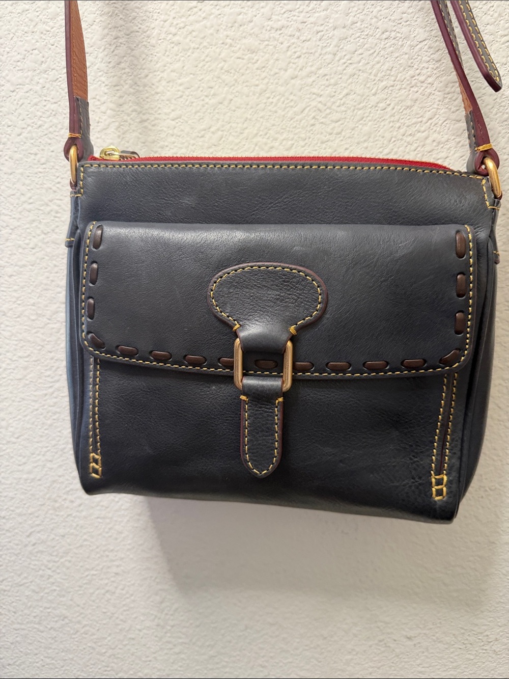 Navy Dooney and Bourke Florentine Leather Crossbody Bag, never used